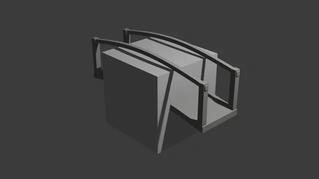 Blender MCP, trial 2, Arched footbridge: final still of the scene it made.
