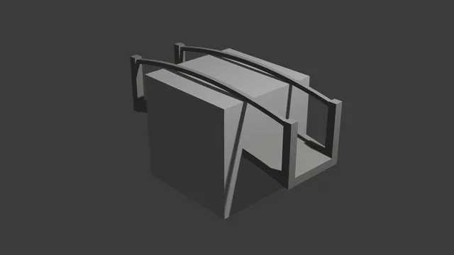 Blender MCP, trial 3, Arched footbridge: final still of the scene it made.