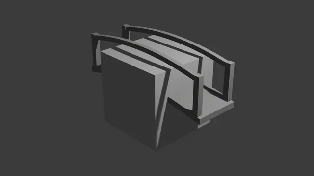 Blender MCP, trial 5, Arched footbridge: final still of the scene it made.