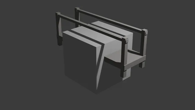 Blender MCP, trial 2, Stone footbridge: final still of the scene it made.